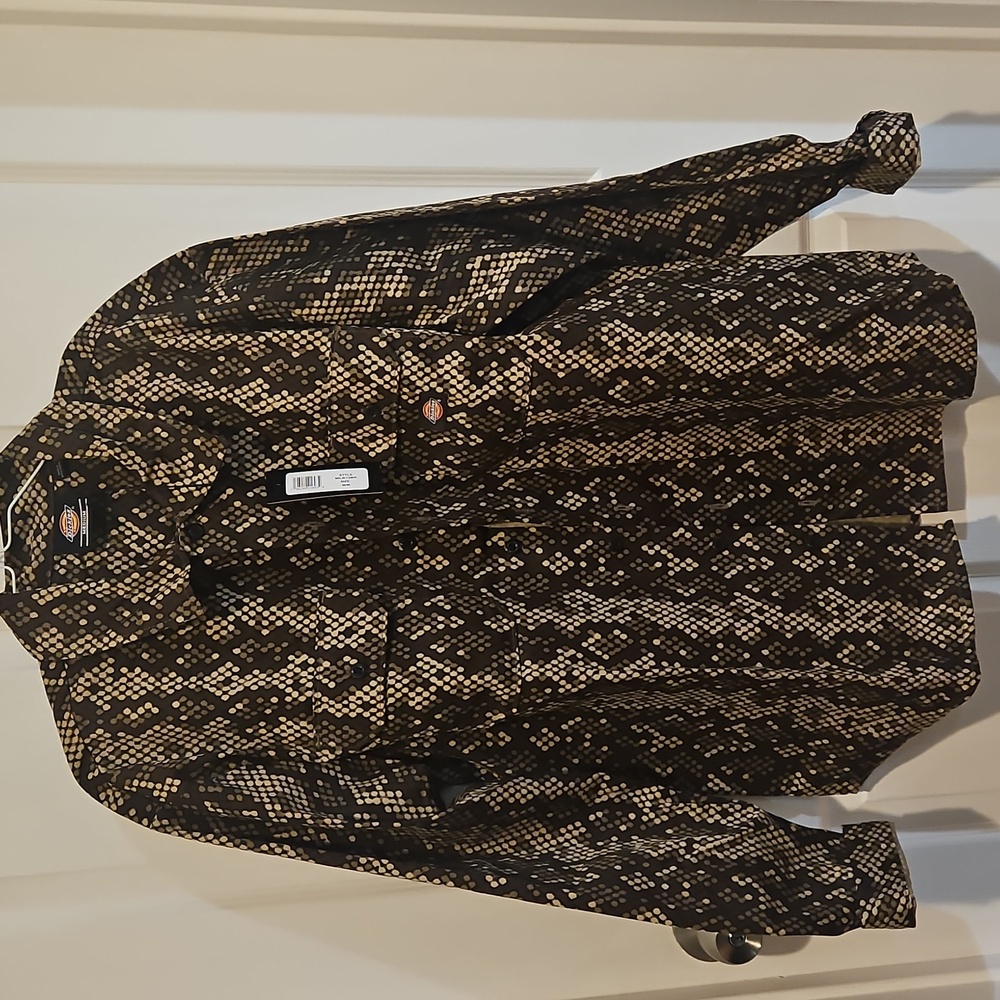 Brand new Dickies reptile print button down